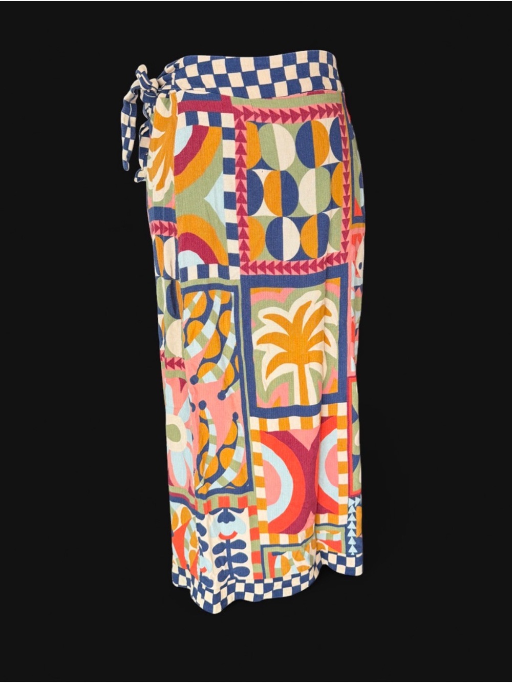 Farm Rio Wrap Midi Skirt PP XS Colorful Geometric Patchwork Made in Brazil - Picture 4 of 8